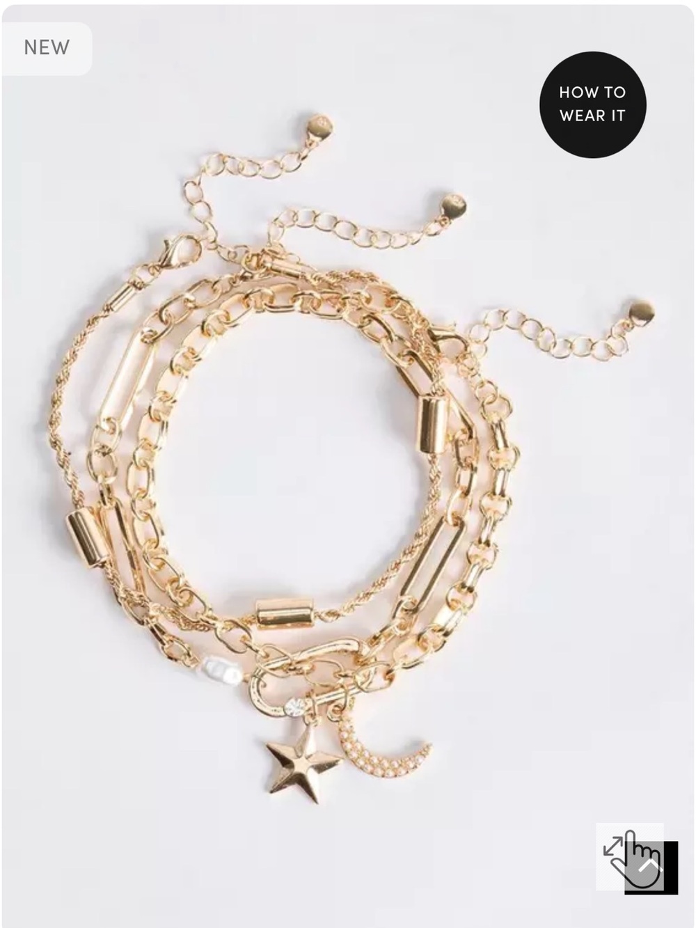 Torrid Plus Size Gold-Tone Multi-Chain Celestial Star Moon Charm Bracelet Set